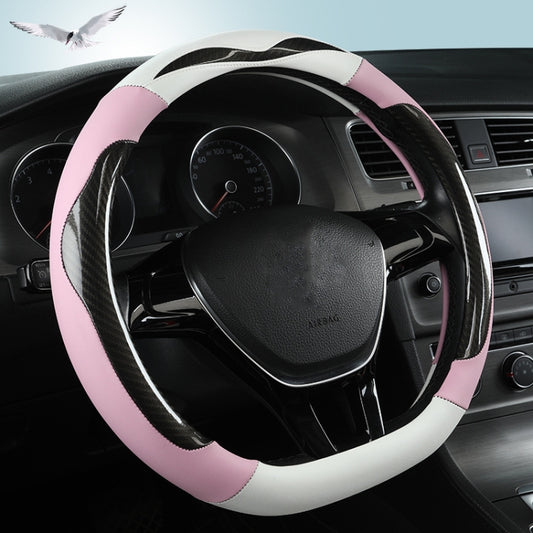 Carbon Fiber Leather Four Season Universal D Type Steering Wheel Cover, Size: 38cm(Pink) - Steering Wheel Accessories by PMC Jewellery | Online Shopping South Africa | PMC Jewellery | Buy Now Pay Later Mobicred