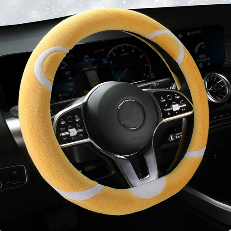 Car Steering Wheel Cartoon Short Fluff Handle Cover, Size: 38cm(Yellow D Shape) - Seat Belts & Padding by PMC Jewellery | Online Shopping South Africa | PMC Jewellery | Buy Now Pay Later Mobicred