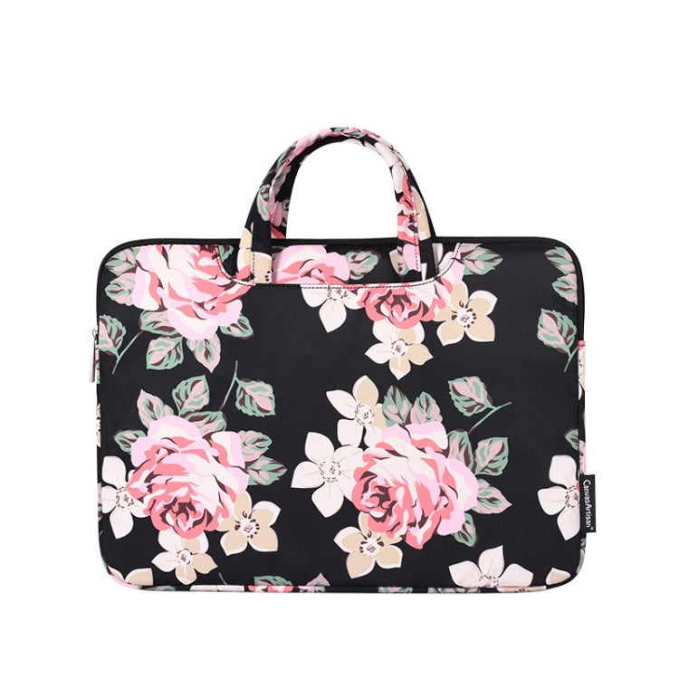 H40-B01 White Rose Pattern Laptop Case Bag Computer Liner Bag With Handle, Size: 12 Inch(Black) - 12.1 inch by PMC Jewellery | Online Shopping South Africa | PMC Jewellery | Buy Now Pay Later Mobicred