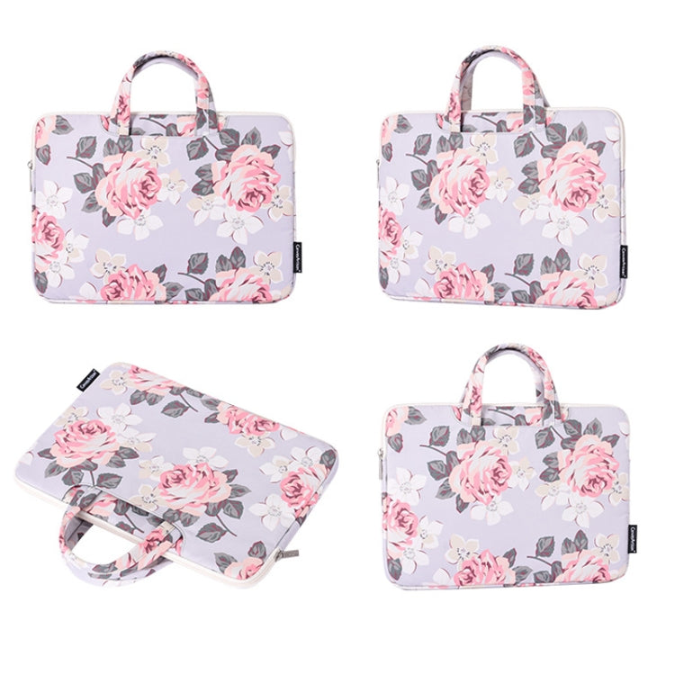 H40-B01 White Rose Pattern Laptop Case Bag Computer Liner Bag With Handle, Size: 12 Inch(Black) - 12.1 inch by PMC Jewellery | Online Shopping South Africa | PMC Jewellery | Buy Now Pay Later Mobicred