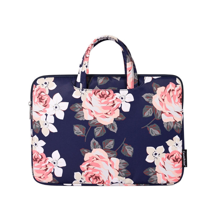 H40-B01 White Rose Pattern Laptop Case Bag Computer Liner Bag With Handle, Size: 13 Inch(Blue) - 13.3 inch by PMC Jewellery | Online Shopping South Africa | PMC Jewellery | Buy Now Pay Later Mobicred