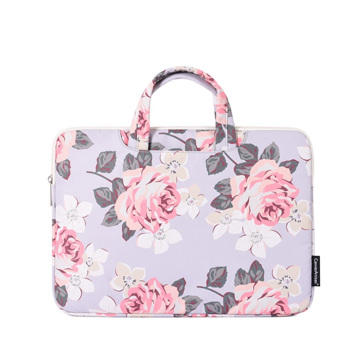 H40-B01 White Rose Pattern Laptop Case Bag Computer Liner Bag With Handle, Size: 13 Inch(Grey) - 13.3 inch by PMC Jewellery | Online Shopping South Africa | PMC Jewellery | Buy Now Pay Later Mobicred