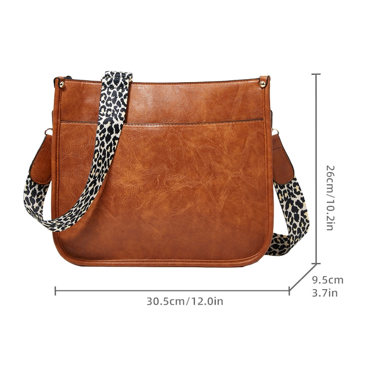 013 Leopard Strap PU Leather Single-shoulder Waterproof Crossbody Tote Bag(Brown) - Single-shoulder Bags by PMC Jewellery | Online Shopping South Africa | PMC Jewellery