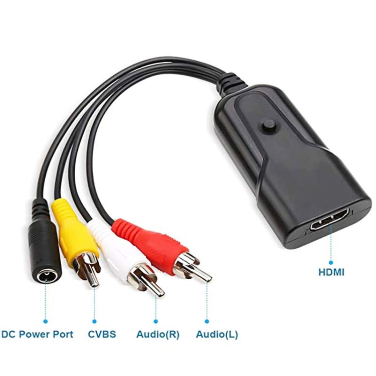 K13W HDMI To AV 1080P HD Converter, Cable Length: 0.5m(Black) - Converter by PMC Jewellery | Online Shopping South Africa | PMC Jewellery | Buy Now Pay Later Mobicred