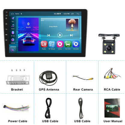 A3195 9 Inch Car Android Large Screen Navigation Central Control Screen 2+32G Player with CarPlay, Style: Standard+4Lights Camera - Car MP3 & MP4 & MP5 by PMC Jewellery | Online Shopping South Africa | PMC Jewellery | Buy Now Pay Later Mobicred