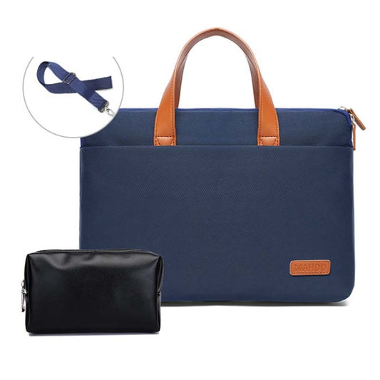 For MacBook 13.3-14 Inches MAHOO 10188 Ultra-Thin Hand Computer Bag Messenger Laptop Bag, Color: Dark Blue+Black PU Power Bag - 13.3 inch by PMC Jewellery | Online Shopping South Africa | PMC Jewellery | Buy Now Pay Later Mobicred