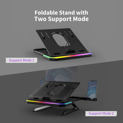 Laptop Stand with RGB Lighting 9-Level Adjustable Notebook Stand(Pink) - Laptop Stand by PMC Jewellery | Online Shopping South Africa | PMC Jewellery | Buy Now Pay Later Mobicred