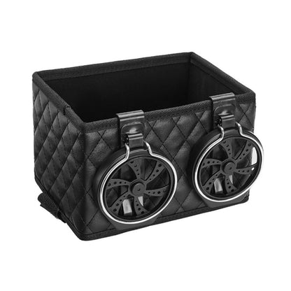 Car Armrest Box Folding Storage Box Multifunctional Water Cup Holder(Leather Black) - Stowing Tidying by PMC Jewellery | Online Shopping South Africa | PMC Jewellery | Buy Now Pay Later Mobicred