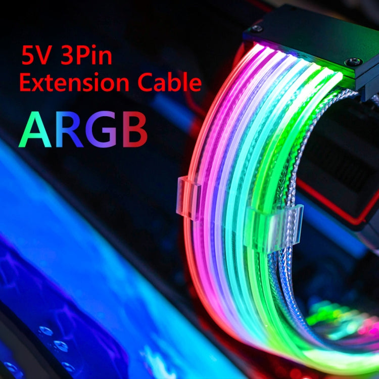 24pin Motherboard Power Supply Light Wire Black 5V ARGB Neon Color Line - PCIE Cable by PMC TechLife | Online Shopping South Africa | PMC TechLife | Buy Now Pay Later Mobicred