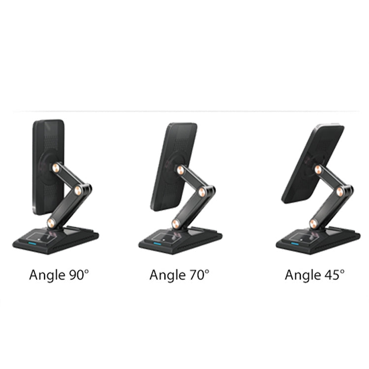 3-In-1 15W Portable Folding Desktop Stand Mobile Phone Wireless Charger(Black) - Wireless Charger by PMC Jewellery | Online Shopping South Africa | PMC Jewellery | Buy Now Pay Later Mobicred