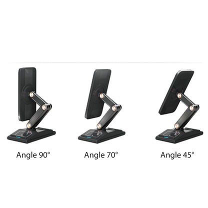 3-In-1 15W Portable Folding Desktop Stand Mobile Phone Wireless Charger(Black) - Wireless Charger by PMC Jewellery | Online Shopping South Africa | PMC Jewellery | Buy Now Pay Later Mobicred