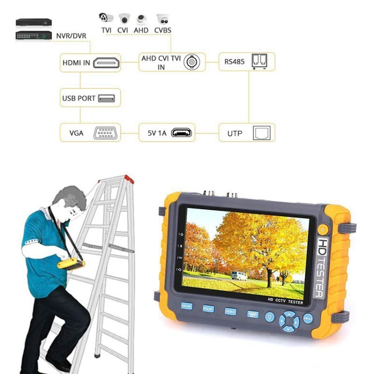 5800ACT-VH 5 Inch Large Screen Engineering Treasure Coaxial AHD / TVI / CVI 8MP Analog Video Surveillance Tester, US Plug - Other Tools by PMC Jewellery | Online Shopping South Africa | PMC Jewellery