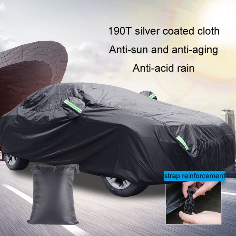 190T Silver Coated Cloth Car Rain Sun Protection Car Cover with Reflective Strip, Size: Y-L - PE Material by PMC Jewellery | Online Shopping South Africa | PMC Jewellery | Buy Now Pay Later Mobicred