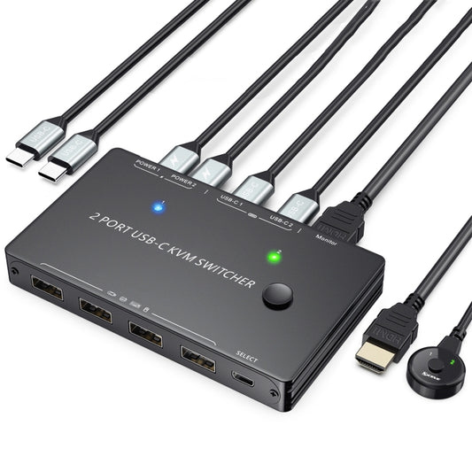 KVM201TCC 2 X Type-C/USB-C Input 2 In 1 Out 4K 60HZ KVM HD Switcher(Black) - Switch by PMC Jewellery | Online Shopping South Africa | PMC Jewellery | Buy Now Pay Later Mobicred