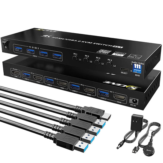 KVM401A 4 Ports USB 3.0 Shared Device HDMI KVM Switch HUB Shared Converter(Black) - Switch by PMC Jewellery | Online Shopping South Africa | PMC Jewellery | Buy Now Pay Later Mobicred