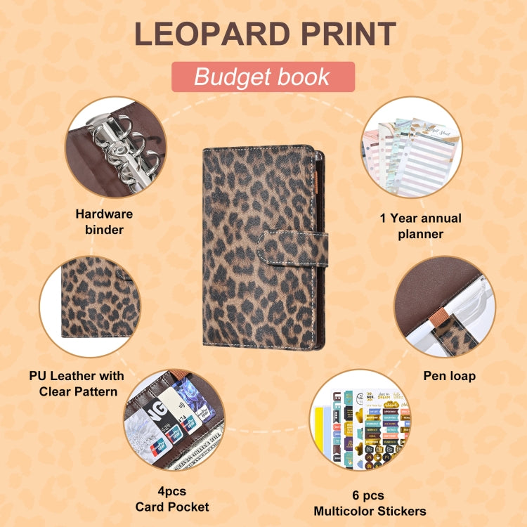 A6 Leopard Print Cash Budget Notebook  Loose Leaf Financial Management Notepad(Beige Brown) - Notebooks by PMC Jewellery | Online Shopping South Africa | PMC Jewellery