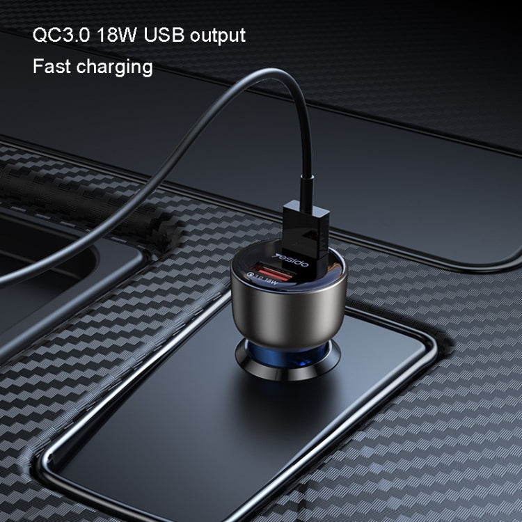 Yesido Y51 36W Dual-channel Fast Charging Zinc Alloy QC3.0 Car Charger(Black) - Car Charger by Yesido | Online Shopping South Africa | PMC Jewellery | Buy Now Pay Later Mobicred