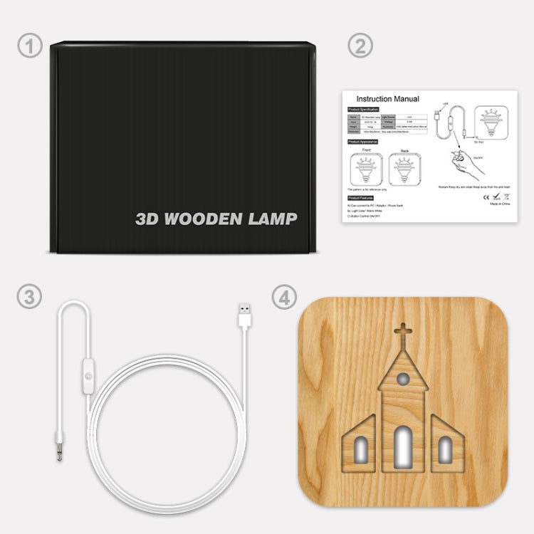 FS-T2242W  3D Solid Wood Carving Decorative Desk Lamp USB Night Light(Warm White) - Novelty Lighting by PMC TechLife | Online Shopping South Africa | PMC TechLife | Buy Now Pay Later Mobicred
