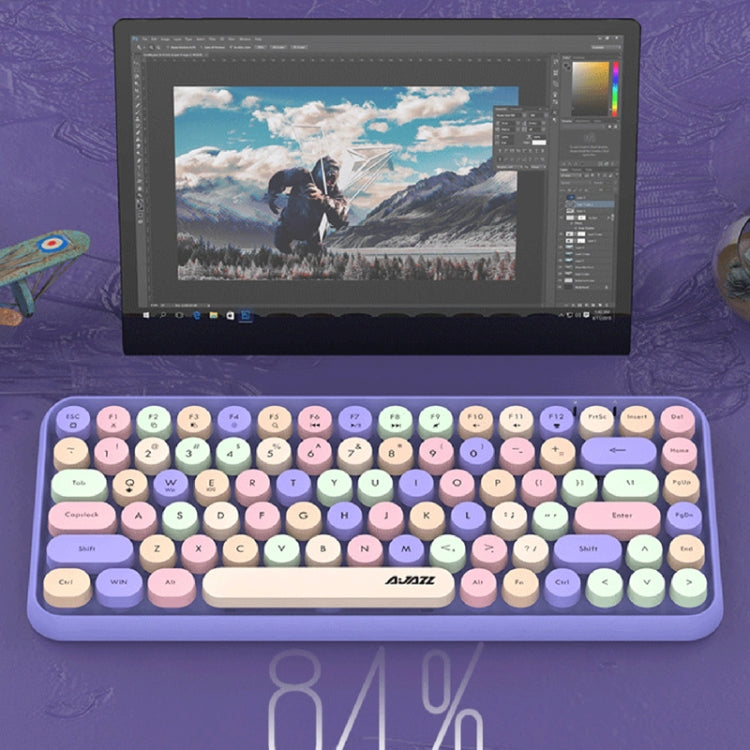 Ajazz 308I 84 Keys Tablet Computer Notebook Home Office Punk Bluetooth Keyboard(Milk Tea Color) - free shipping - PMC Jewellery - Order now!