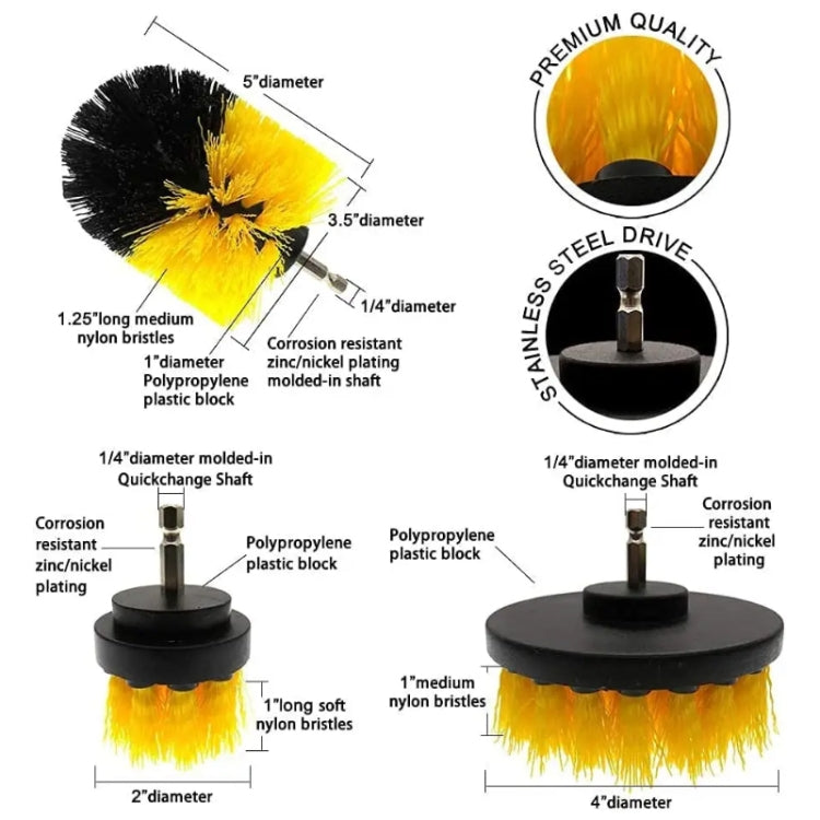 31pcs/set Electric Drill Brush Kitchen Bathroom Wall Cleaning Set(Yellow) - Sponges, Cloths & Brushes by PMC Jewellery | Online Shopping South Africa | PMC Jewellery | Buy Now Pay Later Mobicred
