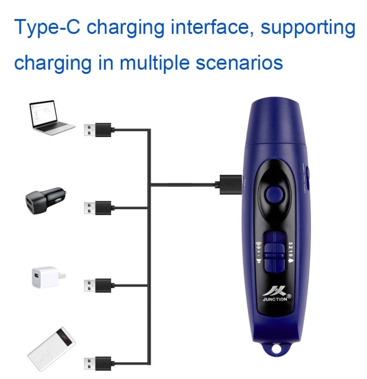 JUNCTION USB Charging High Decibel Traffic Command Outdoor Training Whistle with Lighting Function(Blue) - Sporting goods by PMC Jewellery | Online Shopping South Africa | PMC Jewellery | Buy Now Pay Later Mobicred