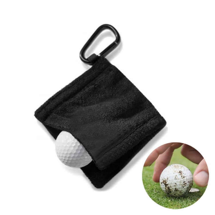 Microfiber Fleece Lining GOLF Ball Cleaning Towel with Carabiner Hook(Black) - Golf Accessories by PMC Jewellery | Online Shopping South Africa | PMC Jewellery