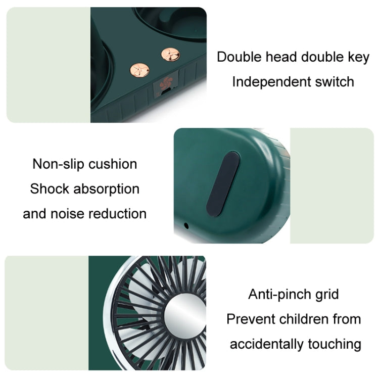 F304 Double-head Hose Built-in Lithium Battery USB Car Fan, Color: Green Gold - Heating & Fans by PMC Jewellery | Online Shopping South Africa | PMC Jewellery | Buy Now Pay Later Mobicred