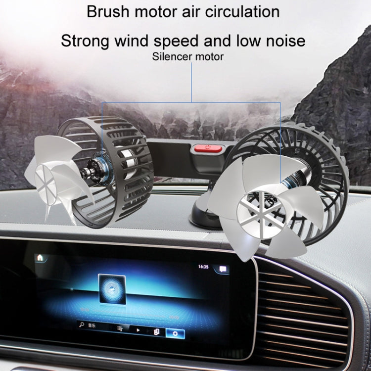 F4206 Suction Cup Double Head Car USB Fan(Black) - Heating & Fans by PMC TechLife | Online Shopping South Africa | PMC TechLife | Buy Now Pay Later Mobicred