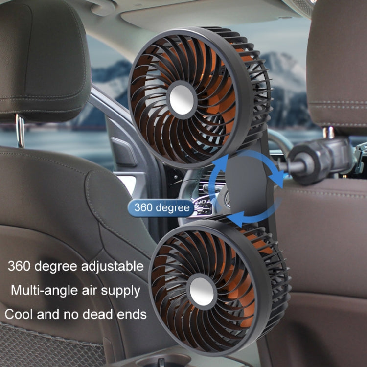 F6207 Car Rear Seat Zip Lock USB Double Head Fan, Model: Cigarette Lighter with USB - Heating & Fans by PMC Jewellery | Online Shopping South Africa | PMC Jewellery | Buy Now Pay Later Mobicred