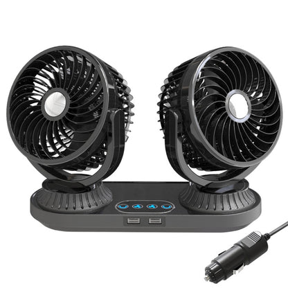 F623U 12V/24V Vehicle Electric Oscillating Head Rotatable Double Head Fan (Deluxe) - Heating & Fans by PMC Jewellery | Online Shopping South Africa | PMC Jewellery | Buy Now Pay Later Mobicred