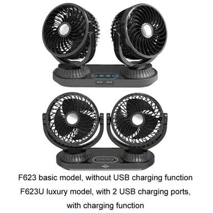 F623U 12V/24V Vehicle Electric Oscillating Head Rotatable Double Head Fan (Deluxe) - Heating & Fans by PMC Jewellery | Online Shopping South Africa | PMC Jewellery | Buy Now Pay Later Mobicred