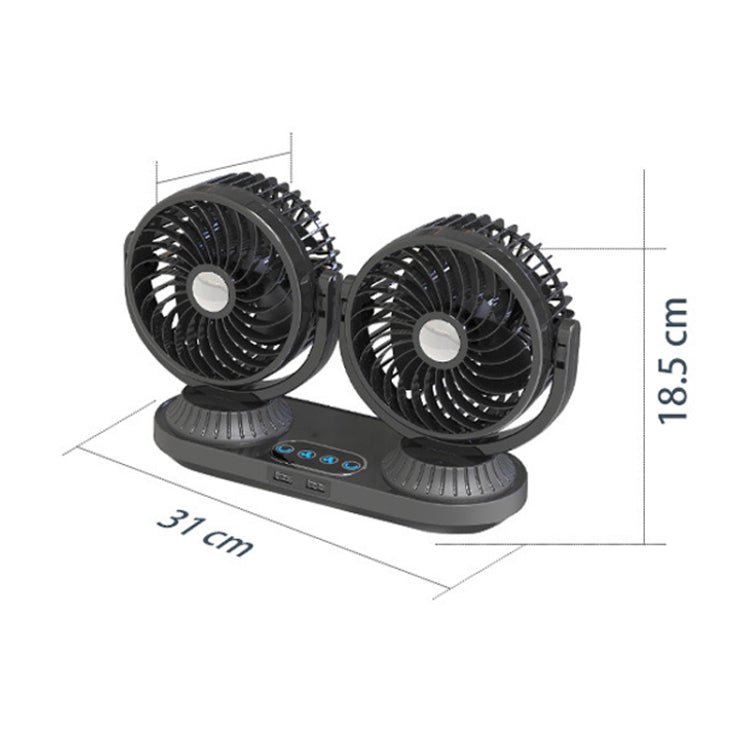 F623U 12V/24V Vehicle Electric Oscillating Head Rotatable Double Head Fan (Deluxe) - Heating & Fans by PMC Jewellery | Online Shopping South Africa | PMC Jewellery | Buy Now Pay Later Mobicred