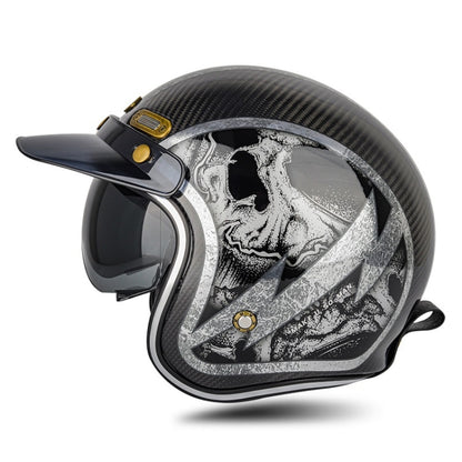 SOMAN Motorcycle Four Seasons Carbon Fiber Half Helmet, Color: Carbon Fiber Silver Lightning(M) - Helmets by SOMAN | Online Shopping South Africa | PMC Jewellery | Buy Now Pay Later Mobicred