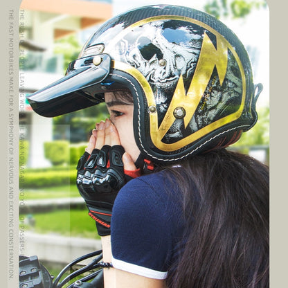 SOMAN Motorcycle Four Seasons Carbon Fiber Half Helmet, Color: Bright Carbon Fiber(XL) - Helmets by SOMAN | Online Shopping South Africa | PMC Jewellery | Buy Now Pay Later Mobicred
