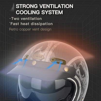 SOMAN Motorcycle Four Seasons Carbon Fiber Half Helmet, Color: FRP Bright Black(XXL) - Helmets by SOMAN | Online Shopping South Africa | PMC Jewellery | Buy Now Pay Later Mobicred