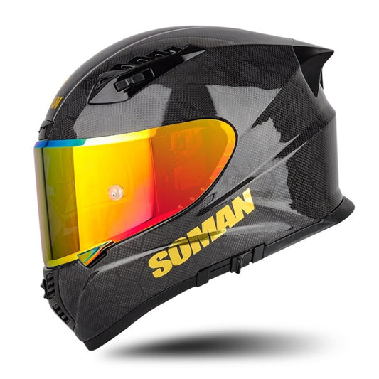 SOMAN Motorcycle Carbon Fiber Double Lens Thermal Safety Helmet, Size: XL(Snake Carbon Fiber REVO) - Helmets by SOMAN | Online Shopping South Africa | PMC Jewellery | Buy Now Pay Later Mobicred