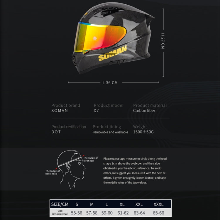 SOMAN Motorcycle Carbon Fiber Double Lens Thermal Safety Helmet, Size: M(Cheetah Print) - Helmets by SOMAN | Online Shopping South Africa | PMC Jewellery | Buy Now Pay Later Mobicred