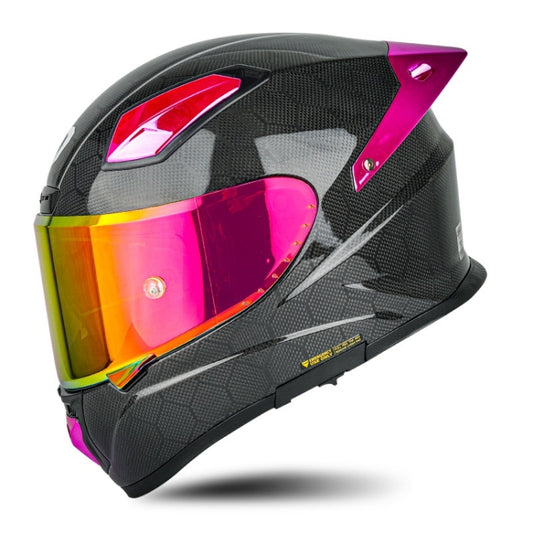 SOMAN Four Seasons Full Cover Motorcycle Helmet, Size: S(Snake Carbon Fiber Red Purple) - Helmets by SOMAN | Online Shopping South Africa | PMC Jewellery | Buy Now Pay Later Mobicred
