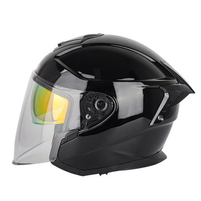 SOMAN Motorcycle Electric Bicycle Dual Lens Riding Helmet, Size: L(Bright Back) - Helmets by SOMAN | Online Shopping South Africa | PMC Jewellery | Buy Now Pay Later Mobicred