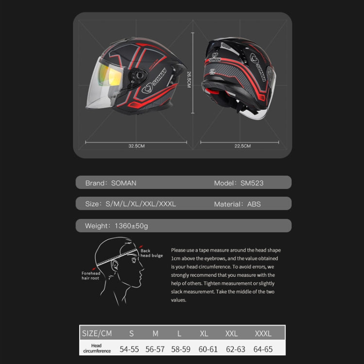 SOMAN Motorcycle Electric Bicycle Dual Lens Riding Helmet, Size: M(Bright Back) - Helmets by SOMAN | Online Shopping South Africa | PMC Jewellery | Buy Now Pay Later Mobicred