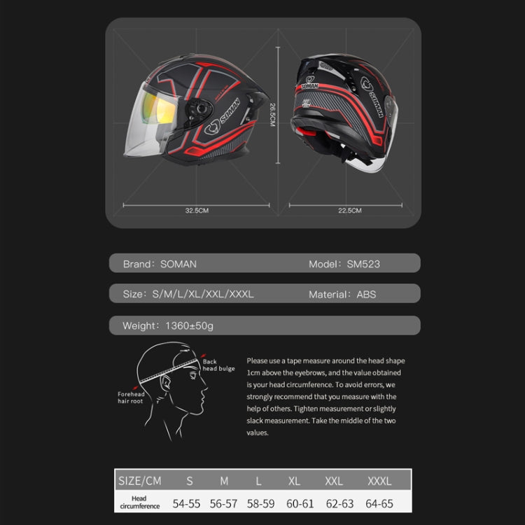 SOMAN Motorcycle Electric Bicycle Dual Lens Riding Helmet, Size: XXL(Matte Black) - Helmets by SOMAN | Online Shopping South Africa | PMC Jewellery | Buy Now Pay Later Mobicred