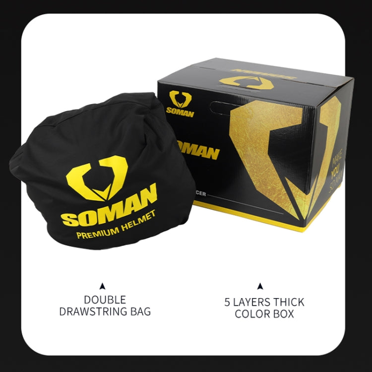 SOMAN Motorcycle Dual Lens Riding Peel-Off Full Coverage Helmet, Size: L(Pearl White) - free shipping - PMC TechLife - Order now!