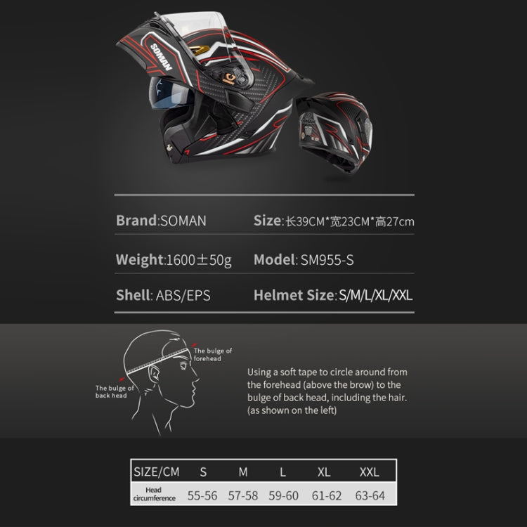 SOMAN Motorcycle Dual Lens Riding Peel-Off Full Coverage Helmet, Size: S(Black Red Track) - free shipping - PMC TechLife - Order now!