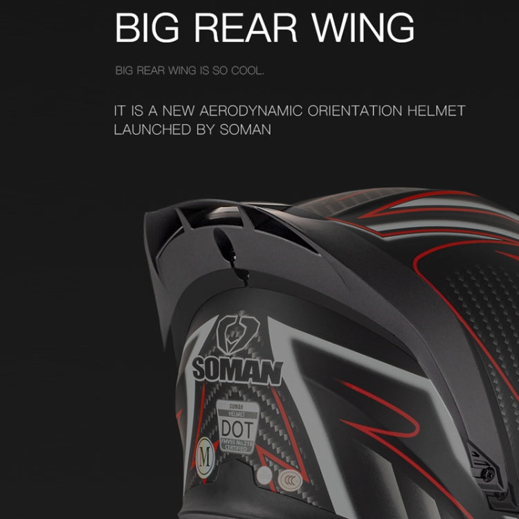 SOMAN Motorcycle Dual Lens Riding Peel-Off Full Coverage Helmet, Size: XL(Black Red Track) - free shipping - PMC TechLife - Order now!