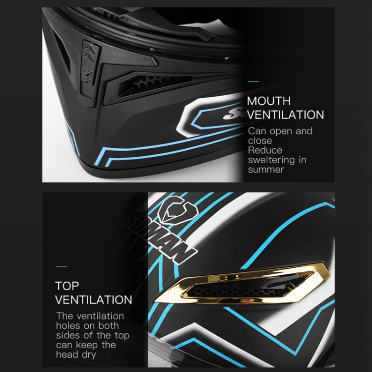SOMAN Motorcycle Dual Lens Riding Peel-Off Full Coverage Helmet, Size: M(Black Gray Track) - free shipping - PMC TechLife - Order now!