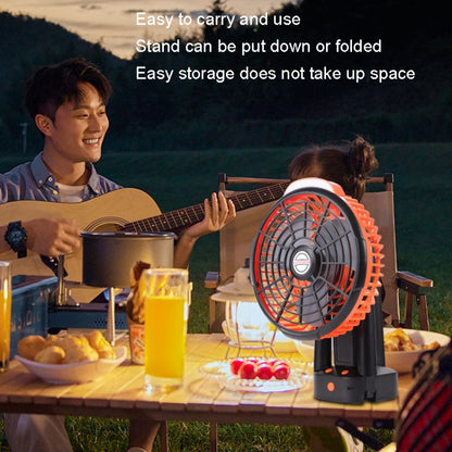 Outdoor Camping USB Charging Fan Tent Swing Head Fan With Tripod LED Light(Black) - Electric Fans by PMC Jewellery | Online Shopping South Africa | PMC Jewellery | Buy Now Pay Later Mobicred