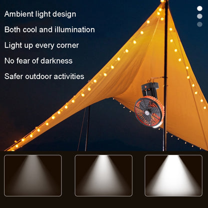 Outdoor Camping USB Charging Fan Tent Swing Head Fan With Tripod LED Light(Black Orange) - Electric Fans by PMC Jewellery | Online Shopping South Africa | PMC Jewellery | Buy Now Pay Later Mobicred