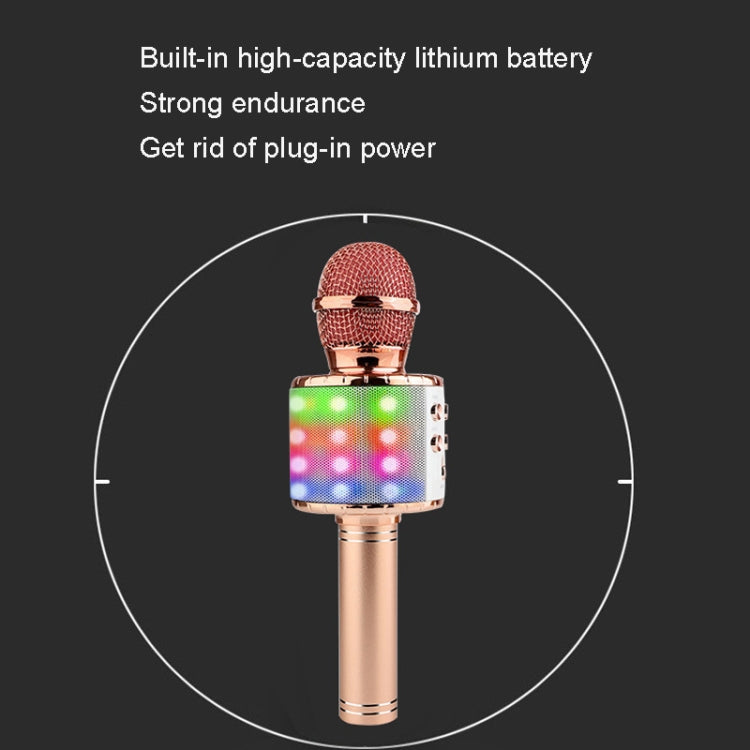 WS-858L LED Light Flashing Wireless Capacitance Microphone Comes With Audio Mobile Phone Bluetoon Live Microphone(Gold) - Microphone by PMC TechLife | Online Shopping South Africa | PMC TechLife | Buy Now Pay Later Mobicred