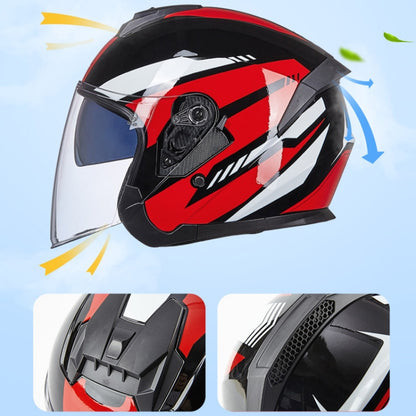 GXT Electric Vehicle Four Seasons Sun Protection & Windshield Double Lens Helmet, Size: M(Matt Black Blue) - Helmets by GXT | Online Shopping South Africa | PMC Jewellery | Buy Now Pay Later Mobicred