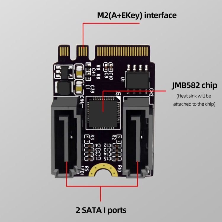 M2 to SATA3.0 Adapter Card PCI-E3.0 Card KEY A+E WiFi M.2 to SATA JMB582 Chip(Black) - Card Adapter by PMC Jewellery | Online Shopping South Africa | PMC Jewellery | Buy Now Pay Later Mobicred